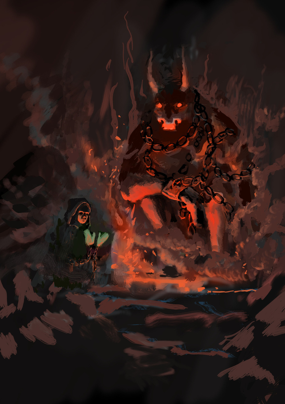 Illustration of Nerguiin and Aurochs in solitary